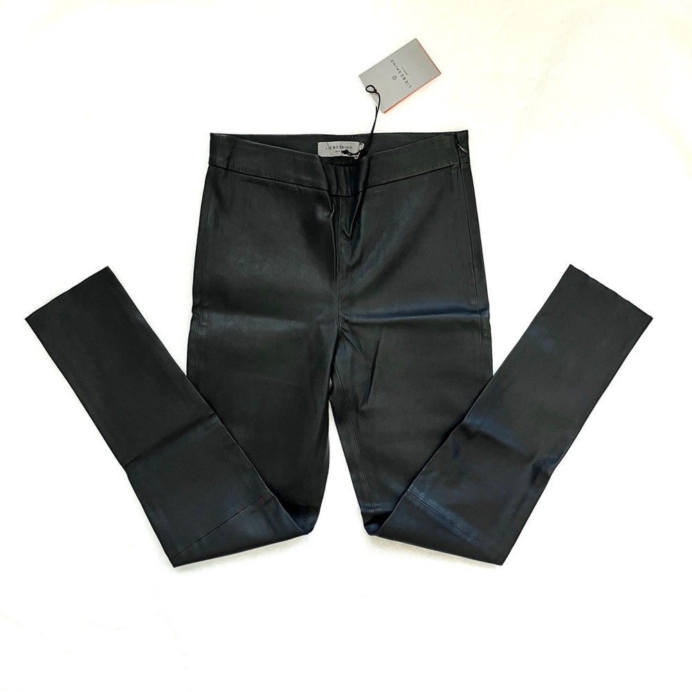 Black real leather leggings / crop moto pants